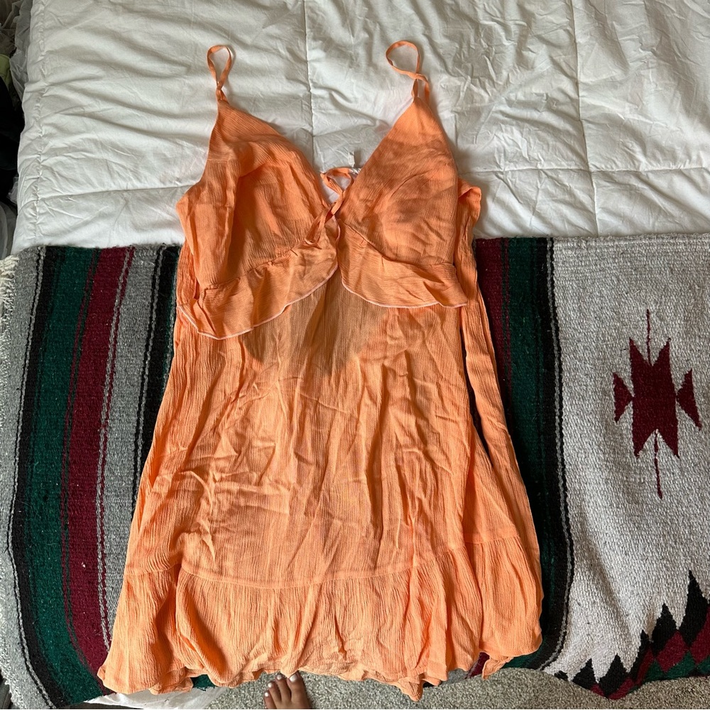 NWT | River Island Orange mini dress, tie back, size M